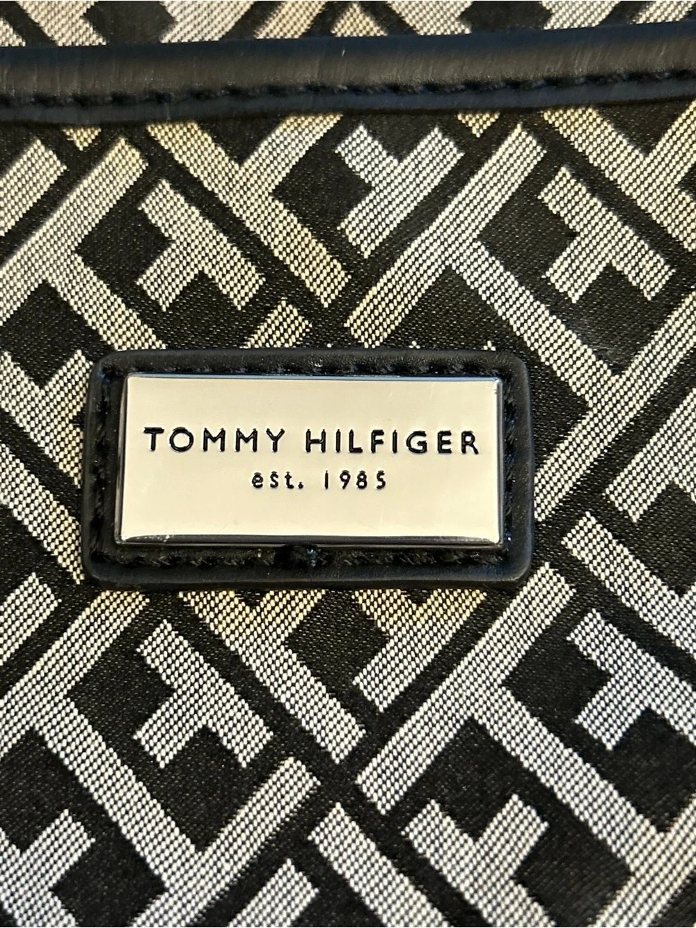 Tommy Hilfiger Monogram Crossbody Bag Black Tan Adjustable Strap